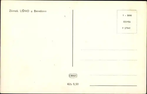 Ak Benešov Beneschau Mittelböhmen, Zamek Lisno