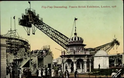 Ak London City England, Franco-British Exhibition 1908, Flip Flap Descending