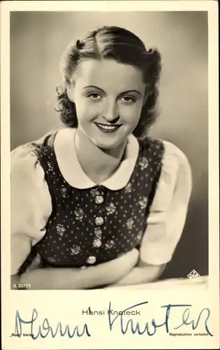 Ak Schauspielerin Hansi Knoteck, Portrait, Autogramm