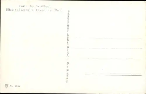 Ak Weissbad Halbkanton Appenzell Innerrhoden, Marwies, Ebenalp, Öhrli