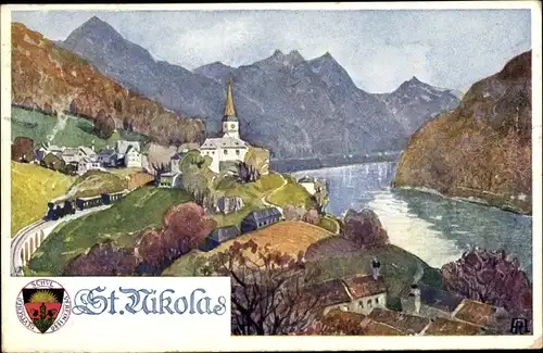 Künstler Ak St Nikolas an der Donau Oberösterreich, Dt. Schulverein Nr. 285