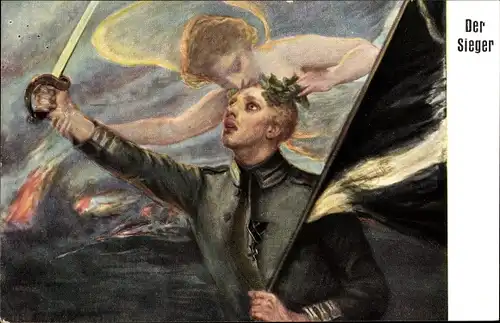 Künstler Ak Der Sieger, Soldat mit Schwert, Siegeskranz