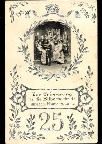 Präge Passepartout Ak Zur Erinnerung an die Silberhochzeit des Deutschen Kaiserpaares 1906