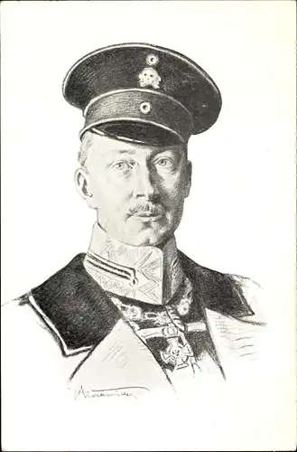 Künstler Ak Kronprinz Wilhelm von Preußen, Portrait, Totenkopfhusar