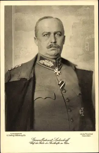 Ak General Erich Friedrich Wilhelm Ludendorff, Portrait
