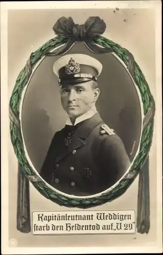 Passepartout Ak Otto Weddigen, Marineoffizier, Kapitänleutnant, U 29