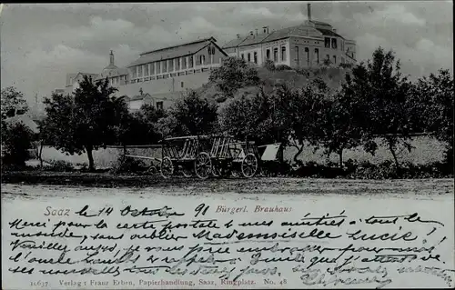 Ak Žatec Saaz Region Aussig, Bürgerl. Brauhaus