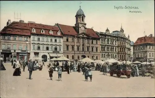 Ak Teplice Šanov Teplitz Schönau Region Aussig, Marktplatz
