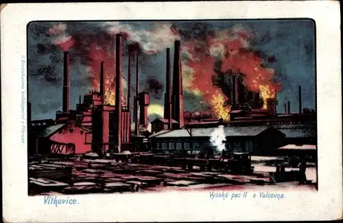 Ak Vítkovice Witkowitz Ostrava Ostrau Mährisch Schlesien, Hochofen II und Walzhütte