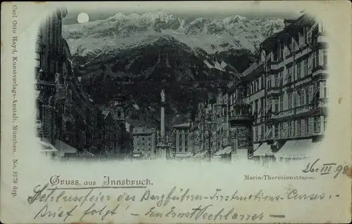 Mondschein Ak Innsbruck in Tirol, Maria Theresienstraße