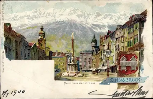 Litho Innsbruck in Tirol, Maria Theresienstraße, Wappen