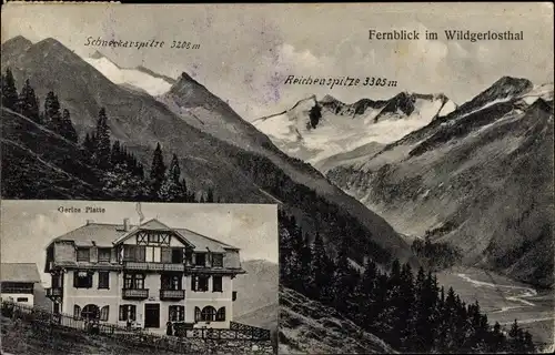 Ak Gerlos im Zillertal Tirol, Fernblick im Wildgerlosthal, Gerlos Platte, Reichenspitze