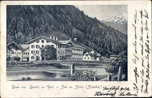 Litho Zell am Ziller in Tirol, Gasthof zur Post