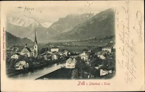 Relief Ak Zell am Ziller in Tirol, Gesamtansicht