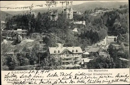 Ak Lutherstadt Eisenach in Thüringen, Hotel Elisabethenruhe auf der Marienhöhe