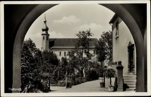 Ak Neckarelz Mosbach am Odenwald, Ortsansicht mit Kirche