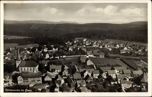 Ak Hüttenrode Blankenburg Harz, Fliegeraufnahme, Panorama vom Ort, Klinke 11235