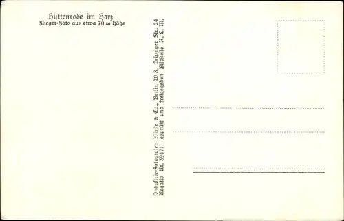 Ak Hüttenrode Blankenburg Harz, Fliegeraufnahme, Panorama vom Ort, Klinke 11235