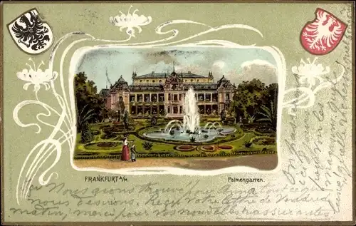 Präge Wappen Litho Frankfurt am Main, Palmengarten