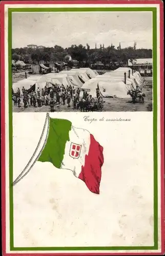 Ak Corpo di sussistenza, Italienische Soldaten, Italienische Fahne