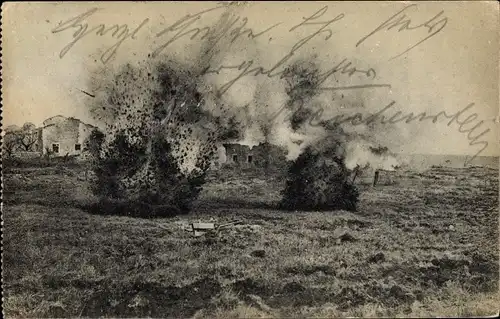 Ak Zwei Eingschläge feindlicher Granaten, I WK