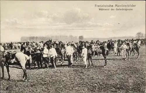 Ak Französische Manöverbilder, während der Gefechtspause