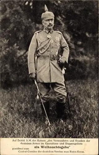 Ak Kaiser Wilhelm II, Standportrait, Uniform, Pickelhaube, Orden, Säbel