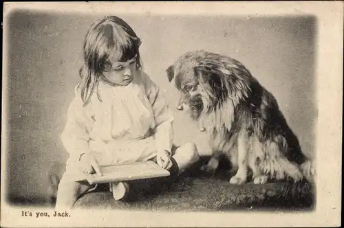 Ak Mädchen und Hund, Fotografie, It's you, Jack