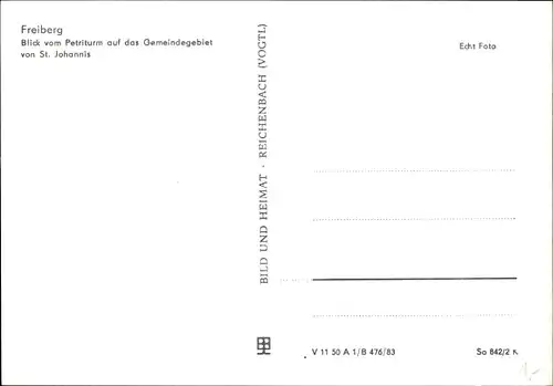 Ak Freiberg in Sachsen, Blick vom Petriturm auf das Gemeindegebiet von St. Johannis