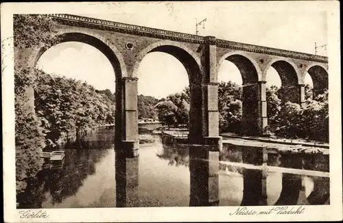 Ak Görlitz in der Lausitz, Neisse mit Viadukt, Brücke