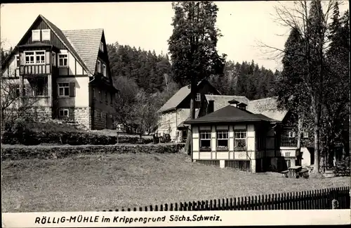 Ak Krippen Bad Schandau Sächsische Schweiz, Rölligmühle im Krippengrund