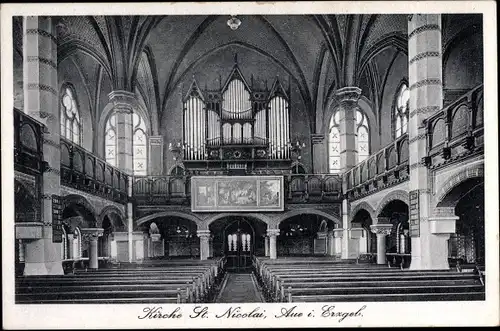 Ak Aue im Erzgebirge Sachsen, St. Nicolai Kirche, innen