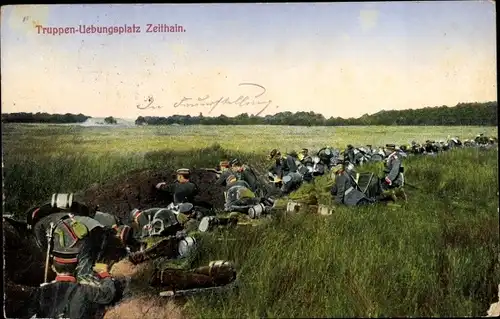 Ak Zeithain in Sachsen, Truppenübungsplatz, Manöver, Deutsche Soldaten