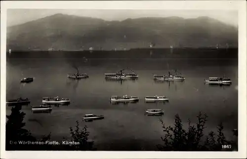 Ak Wörthersee Kärnten Österreich, Die Wörthersee Flotte, Schiffe