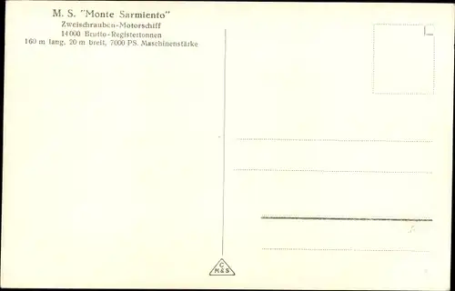 Ak Zweischrauben Motorschiff MS Monte Olivia, HSDG