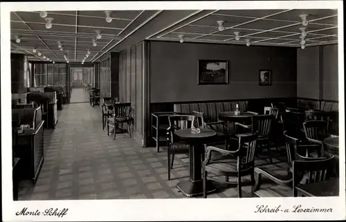 Ak Passagierschiff Monte Olivia, Schreib und Lesezimmer, Innenansicht, HSDG