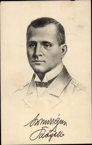 Künstler Ak Otto Weddigen, Marineoffizier, Kapitänleutnant, Portrait