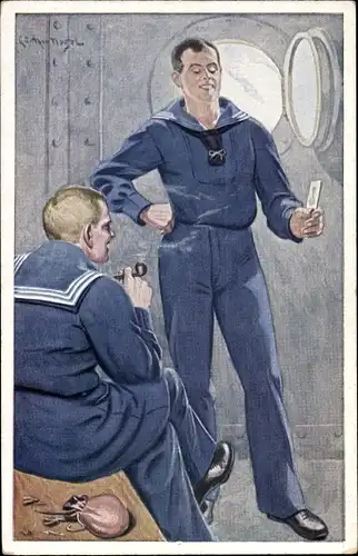 Künstler Ak Günther Nagel, Unsere Marineblauen, Ihr Bild, deutsche Seeleute