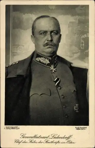 Ak General Erich Ludendorff, Chef des Stabes der Streitkräfte im Osten, Portrait