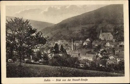Ak Ruhla in Thüringen, Blick von der Knaudt Straße, Panorama vom Ort