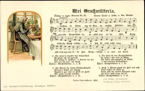 Lied Ak Günther, Anton, Erzgebirgische Mundart 37, Mei Grußmütterla, Klöppeln