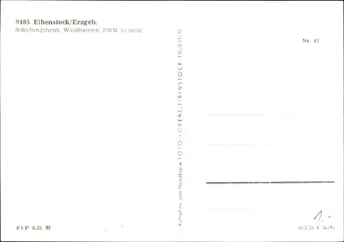 Ak Eibenstock im Erzgebirge Sachsen, Schulungsheim Waldhausen, ZWK Leipzig, Schlafraum