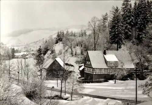 Ak Biberau Schleusegrund in Thüringen, Rote Mühle im Winter