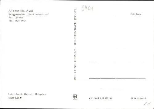 Ak Affalter Lößnitz im Erzgebirge Sachsen, Berggaststätte Neu Friedrichsruh, Ortsansicht