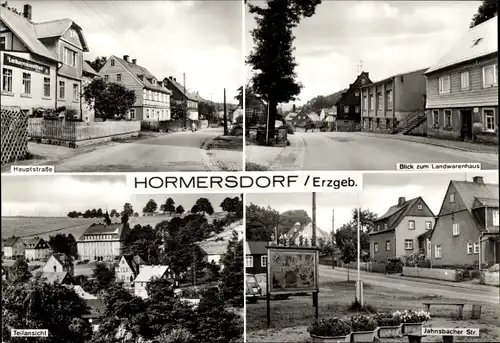 Ak Hormersdorf Zwönitz im Erzgebirge Sachsen, Hauptstraße, Landwarenhaus, Jahnsbacher Straße