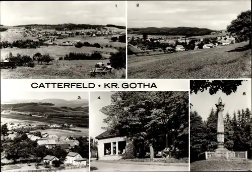 Ak Catterfeld Leinatal in Thüringen, Blick zum Inselsberg, Konsum-Warenhaus, Am Kandelaber