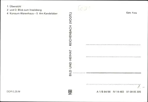 Ak Catterfeld Leinatal in Thüringen, Blick zum Inselsberg, Konsum-Warenhaus, Am Kandelaber