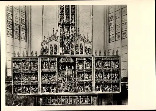 Ak Salzwedel in der Altmark, Marienkirche, geschnitzter Flügelaltar, aufgenommen 1907