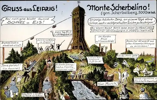 Künstler Ak Leipzig in Sachsen, Monte Scherbelino, Scherbelberg, Klettern