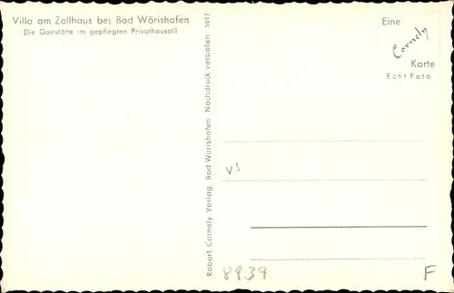 Ak Bad Wörishofen im Unterallgäu, Villa am Zollhaus, Gaststätte